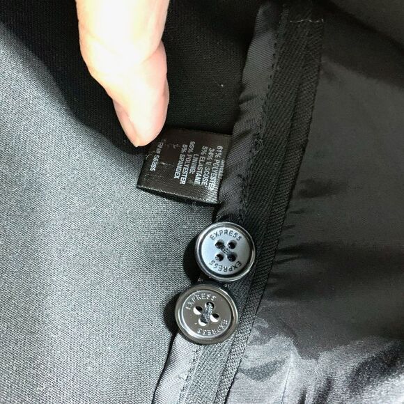 Express Black Button Up Dress Work Career Fitted Blazer Long Sleeves size 0 - Picture 4 of 7